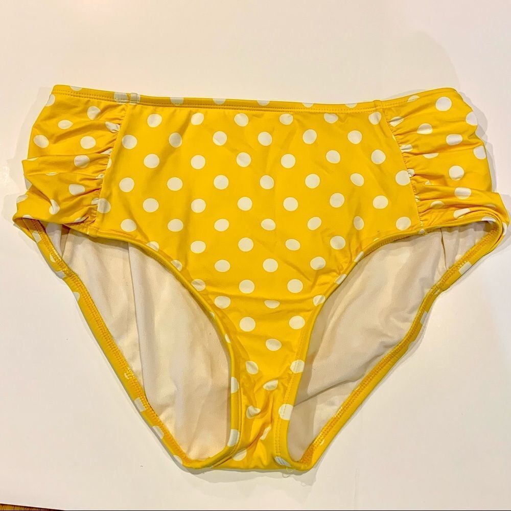 Liz Claiborne Yellow Polka‎ Dot Bikini Bottoms 12